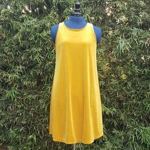 Mustard Yellow Velvet Swing Dress